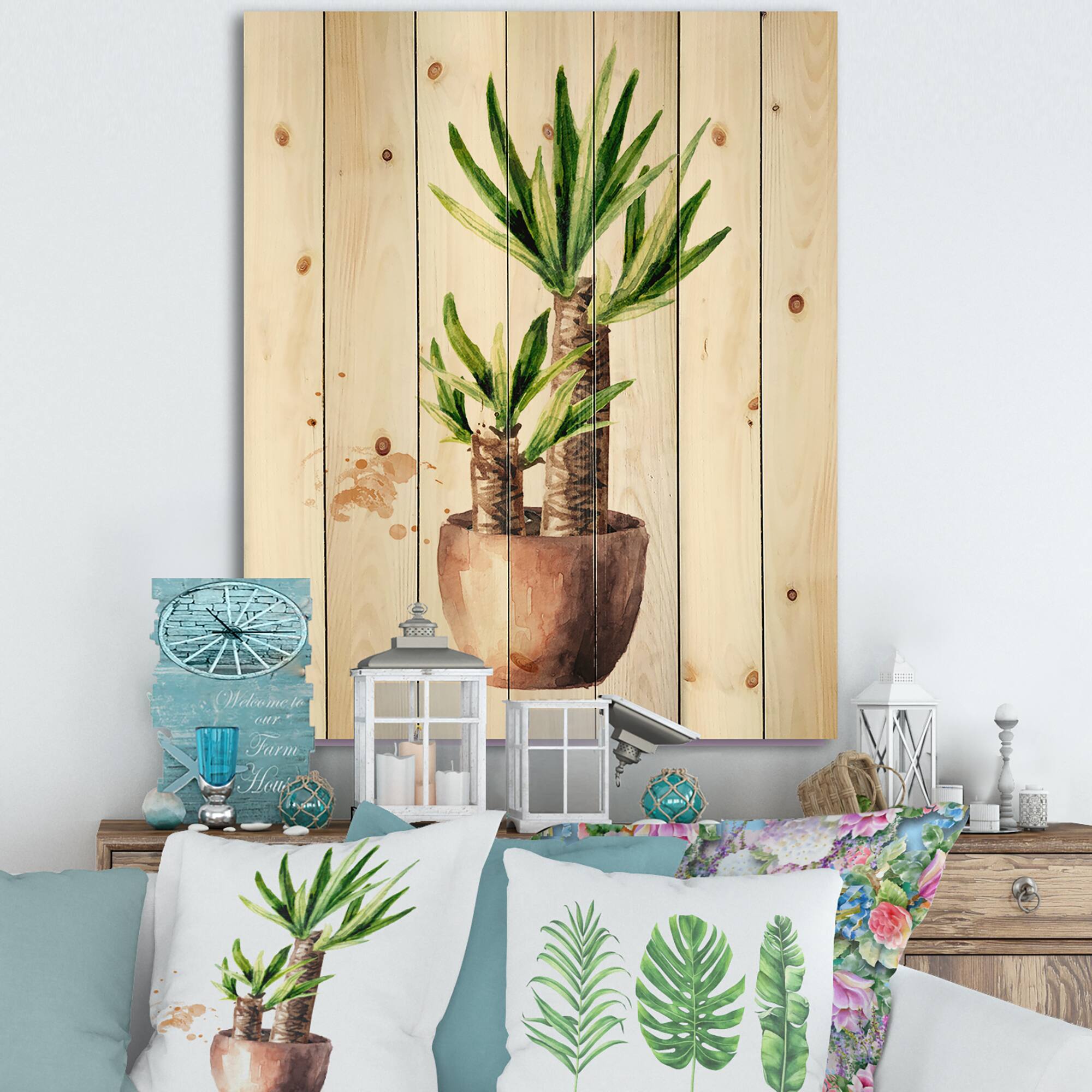 Designart - Yucca Tree In The Ceramic Flower Pot